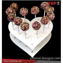 desktop 2 tier cute Lollipop sweet clear heart shape acrylic cake pop stand acrylic cake pops display for Wedding Birthday Party